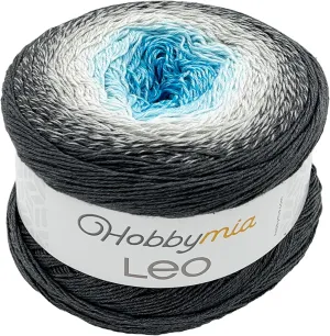 Leo Multicolor Gradient Ombre Yarn Cake for Knitting & Crochet - 250gr / 1094yds - (1) S.Fine, Sock, Fingering Weight Yarn (Gray, White, Blue, 1 Cake Yarn)