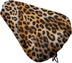 Leopard Blanket Bike Seat Cover Water-Repellent Exercise Bike Seat Cushion Bicycle Saddle Cover with Drawstring Rain Snow Dust Covers for City Mountain Road Biking
