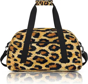 Leopard Cheetah Printed Small Gym Bag 18 inch Carry On Duffel Bag for Weekender Travel Sports Workout Yoga Gymnastics Dance Ballet