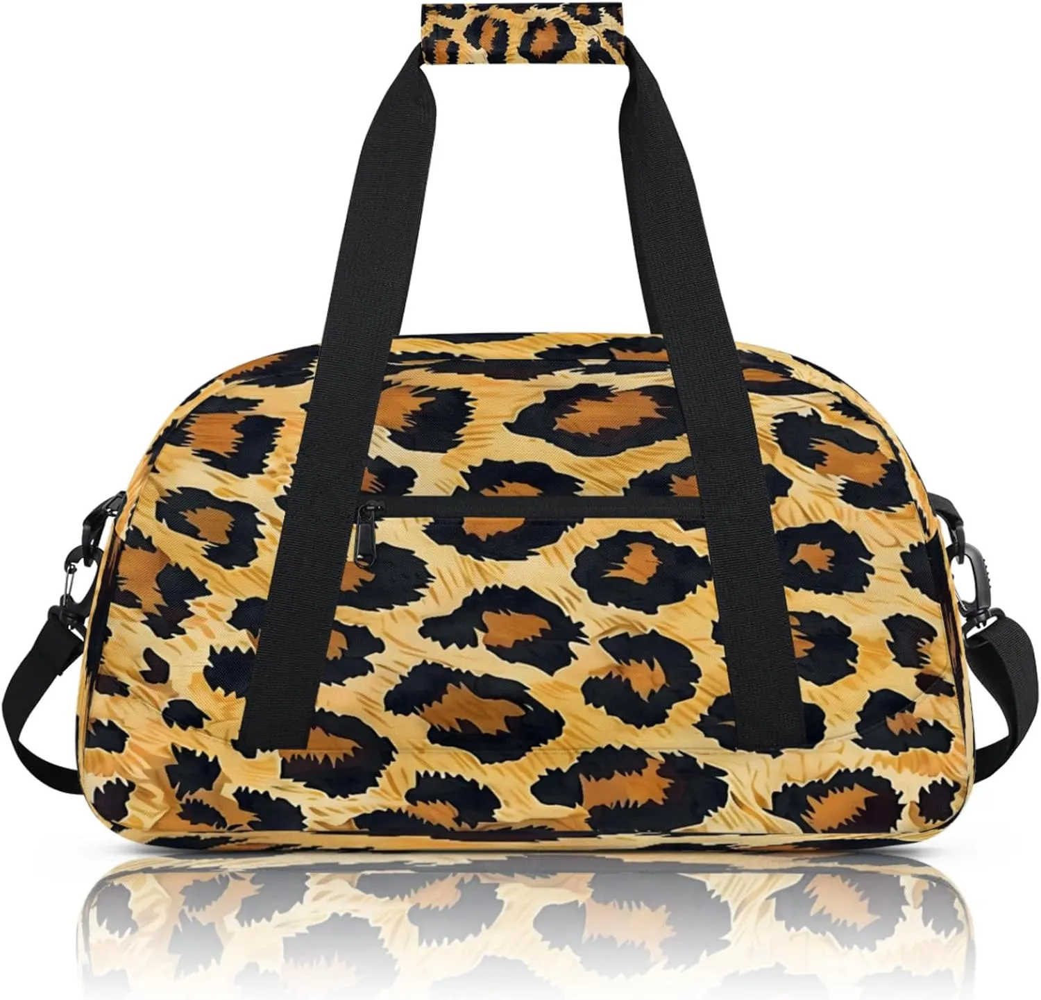 Leopard Cheetah Printed Small Gym Bag 18 inch Carry On Duffel Bag for Weekender Travel Sports Workout Yoga Gymnastics Dance Ballet