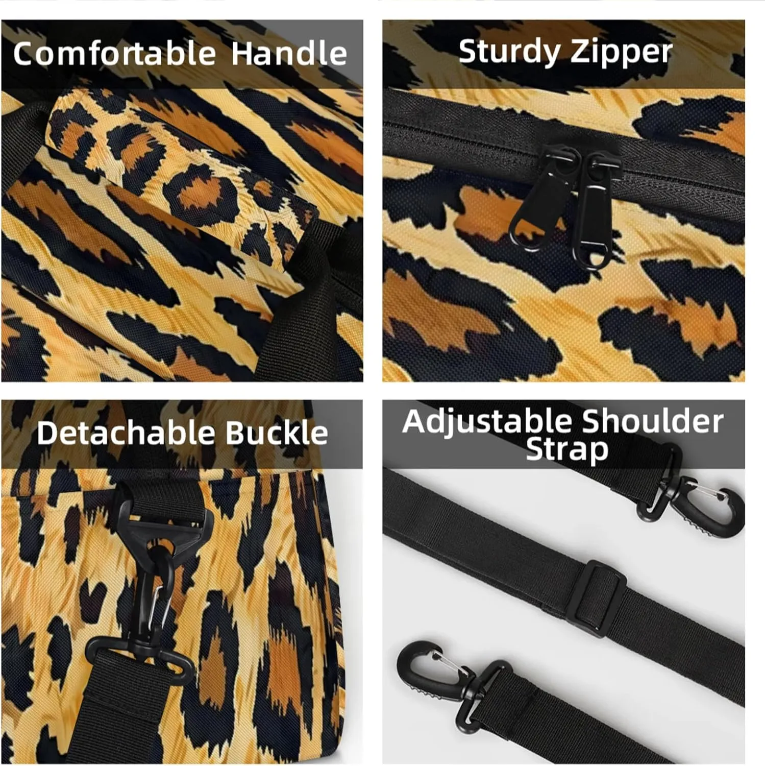 Leopard Cheetah Printed Small Gym Bag 18 inch Carry On Duffel Bag for Weekender Travel Sports Workout Yoga Gymnastics Dance Ballet