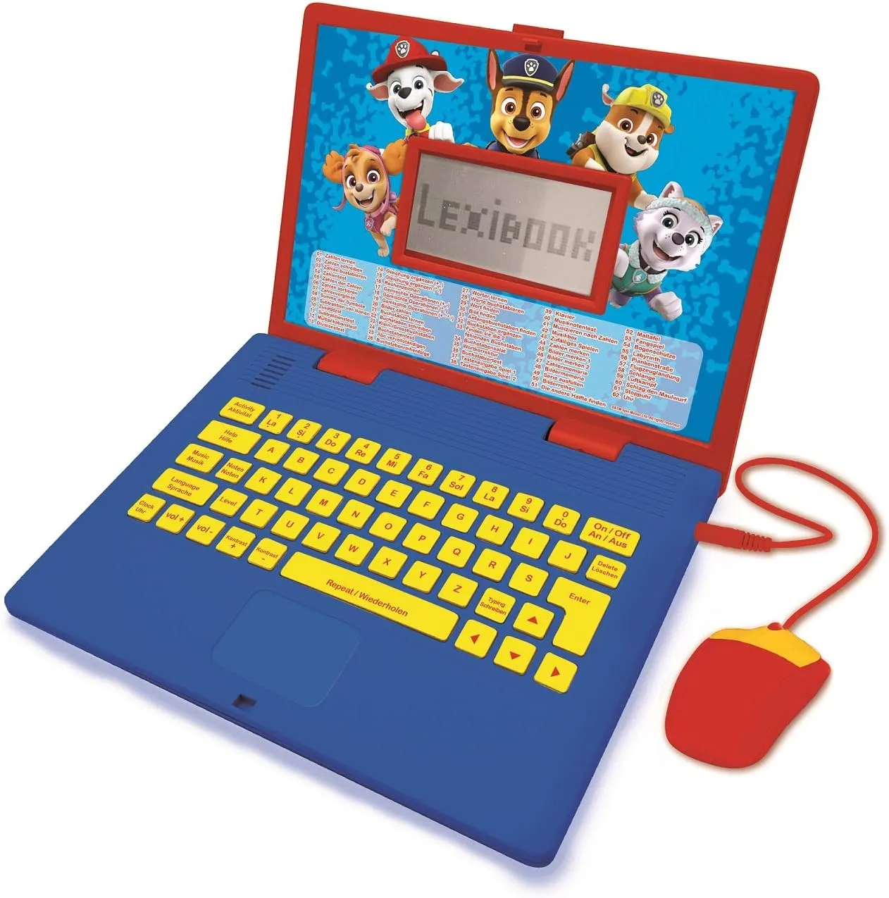 Lexibook JC598PAi3 Paw Patrol-Educational and Bilingual Laptop German/English-Toy for Child Kid (Boys & Girls) 124 Activities, Learn Play Games and Music with Chase Marshall-Red/Blue