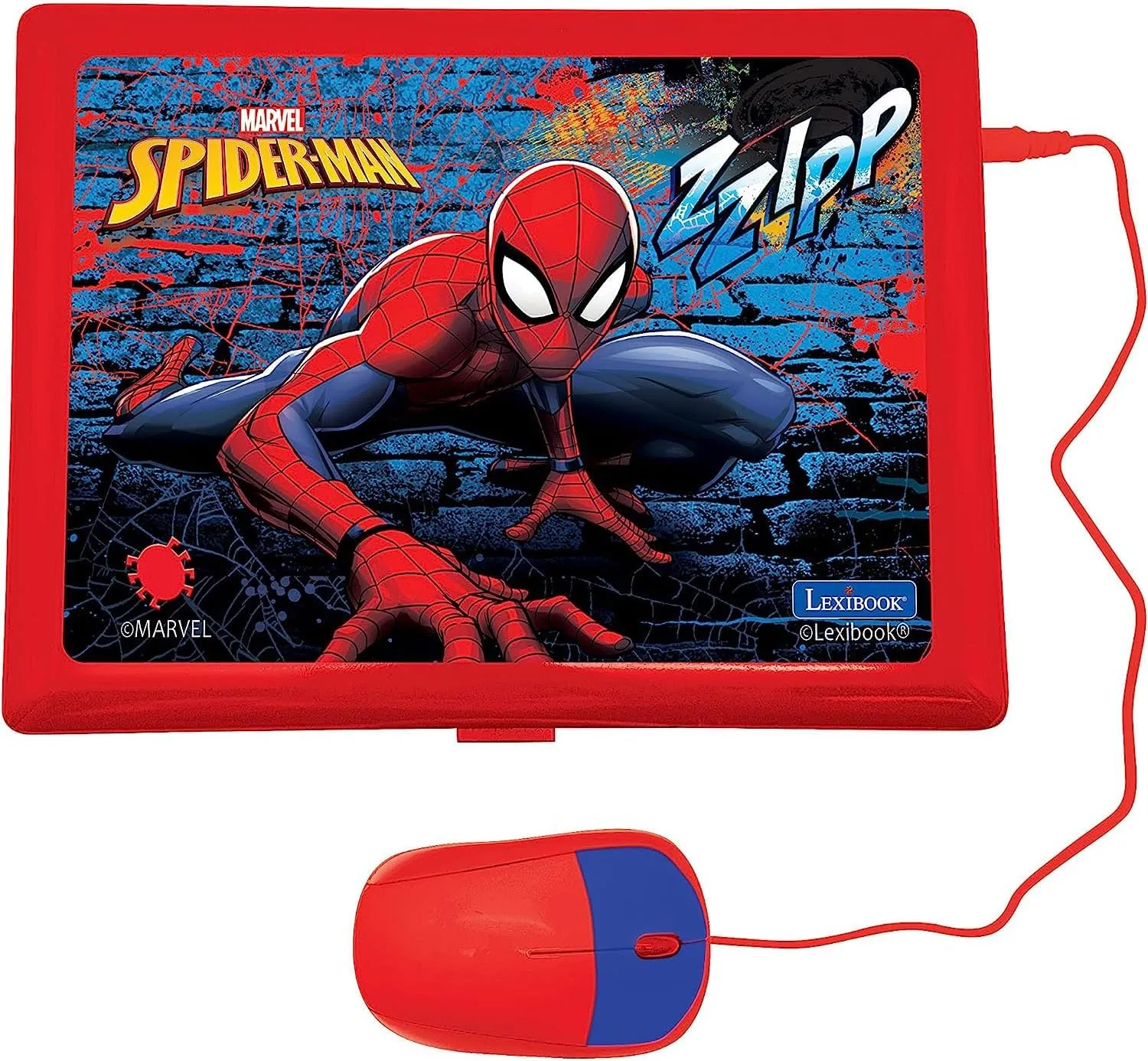 Lexibook, Spider-Man, Educational and Bilingual Laptop Italian/English, Toy with 124 Activities to Learn, Play Games and Music, Blue/Red, JC598SPi5