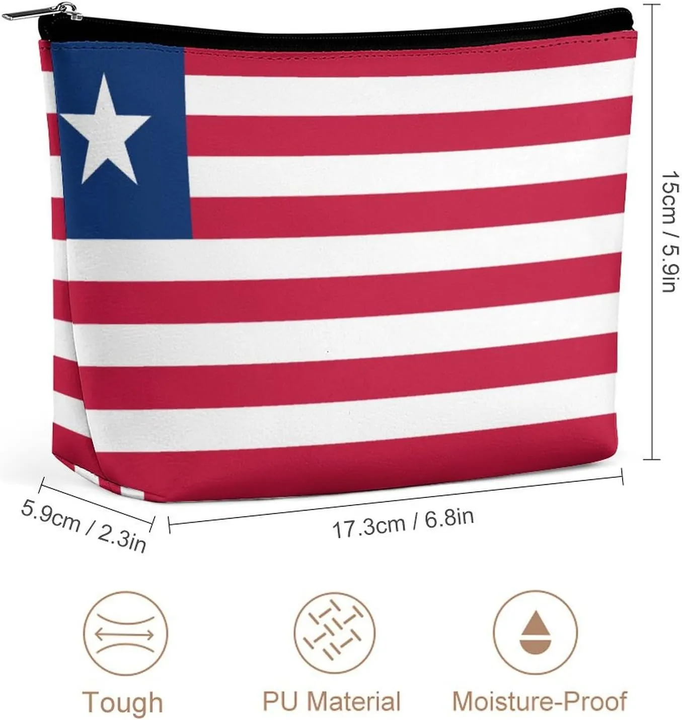 Liberia Flag Travel-Friendly Cosmetic Bag Zipper Makeup Organizer Pouch for Women