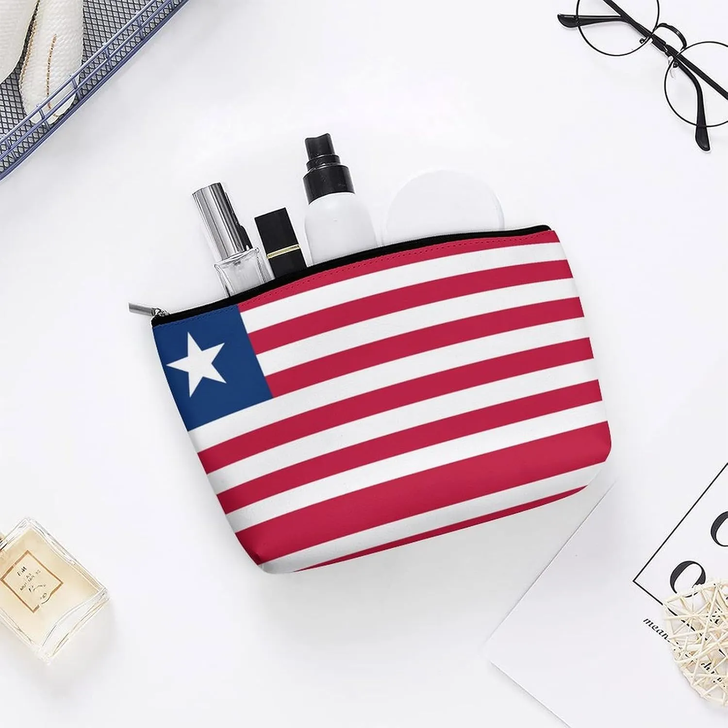 Liberia Flag Travel-Friendly Cosmetic Bag Zipper Makeup Organizer Pouch for Women