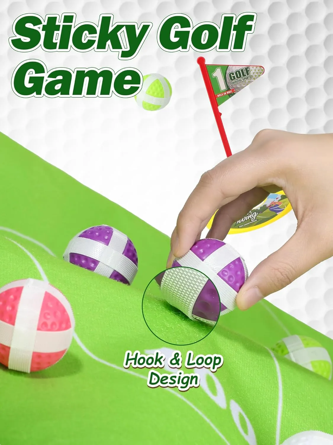Liberry Kids Golf Set for 3 4 5 6 7 Years Old Boys Girls, Golf Chipping Game with Mat, Sticky Balls, Retractable Clubs, Storage Bag, Indoor Outdoor Sports Toy Gift Toss Game