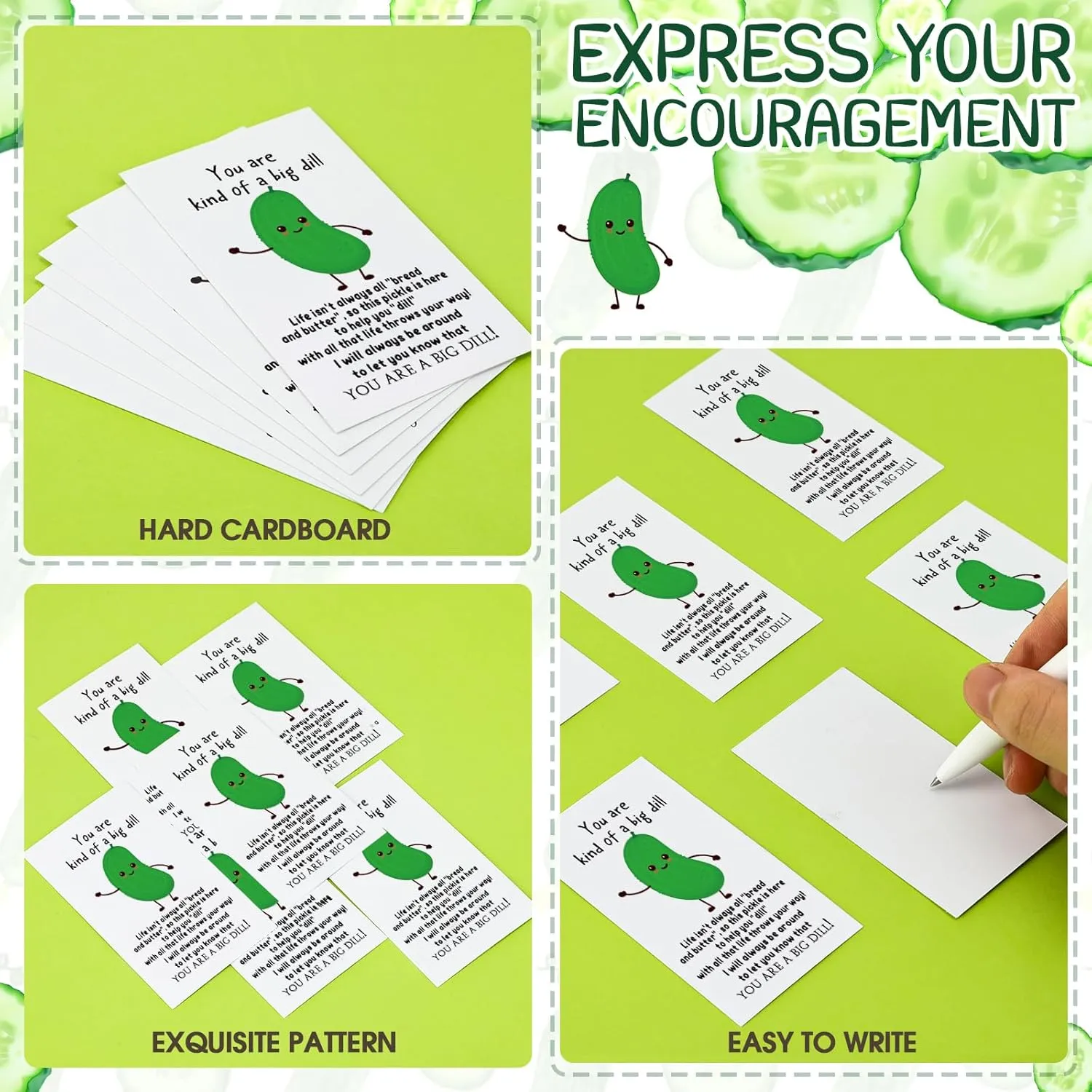 Libima 50 Pcs Inspirational Stress Balls Bulk for Graduation End of Year Student Gifts from Teacher Thank You Appreciation Positive Gift Emotional Funny Balls with Card for Employee Team (Pickle)