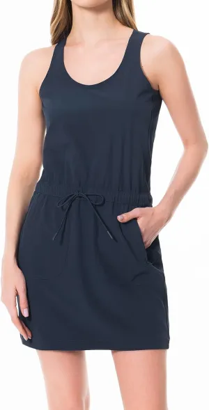 Lightbare Women’s UPF 50  Tank Dress with Pockets Detachable Shorts Drawstring Waist Quick Dry for Hiking Camping Outdoors