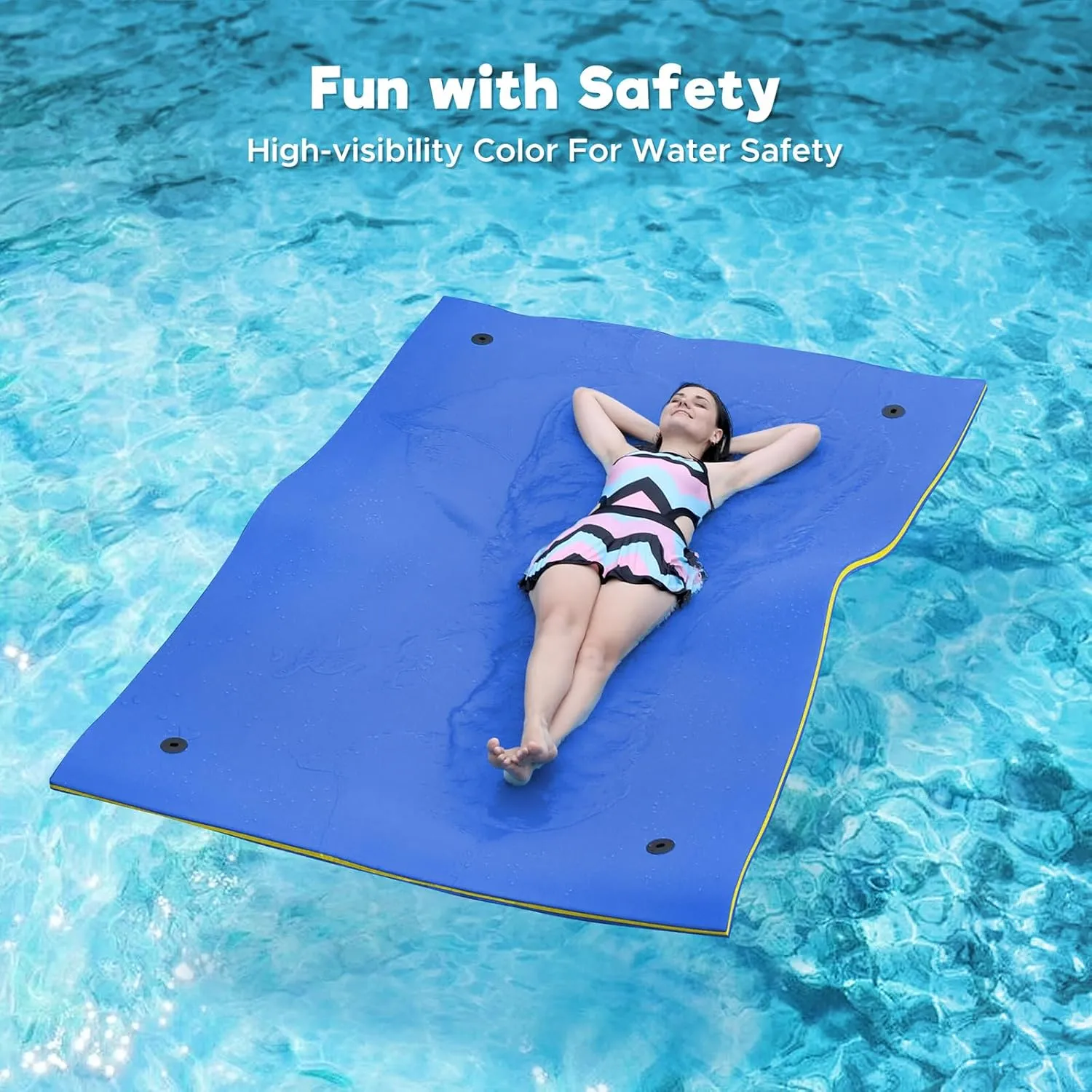 Lily Pad Floating Mat, 7'/8'/9'/13'/15.5' Floating Mat, 3-Layer Tear-Resistant XPE Foam Floating Water Mat for Water Recreation, Lake, Pool, River, Ocean, Boat, Suitable for Adults and Kids