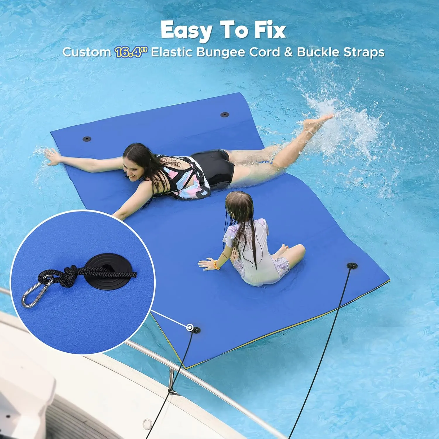 Lily Pad Floating Mat, 7'/8'/9'/13'/15.5' Floating Mat, 3-Layer Tear-Resistant XPE Foam Floating Water Mat for Water Recreation, Lake, Pool, River, Ocean, Boat, Suitable for Adults and Kids