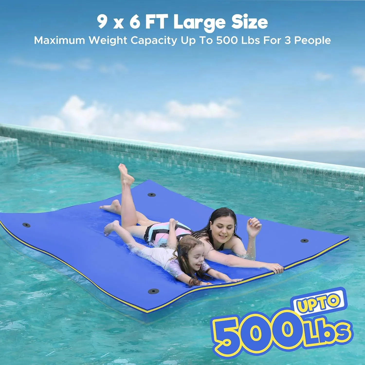Lily Pad Floating Mat, 7'/8'/9'/13'/15.5' Floating Mat, 3-Layer Tear-Resistant XPE Foam Floating Water Mat for Water Recreation, Lake, Pool, River, Ocean, Boat, Suitable for Adults and Kids