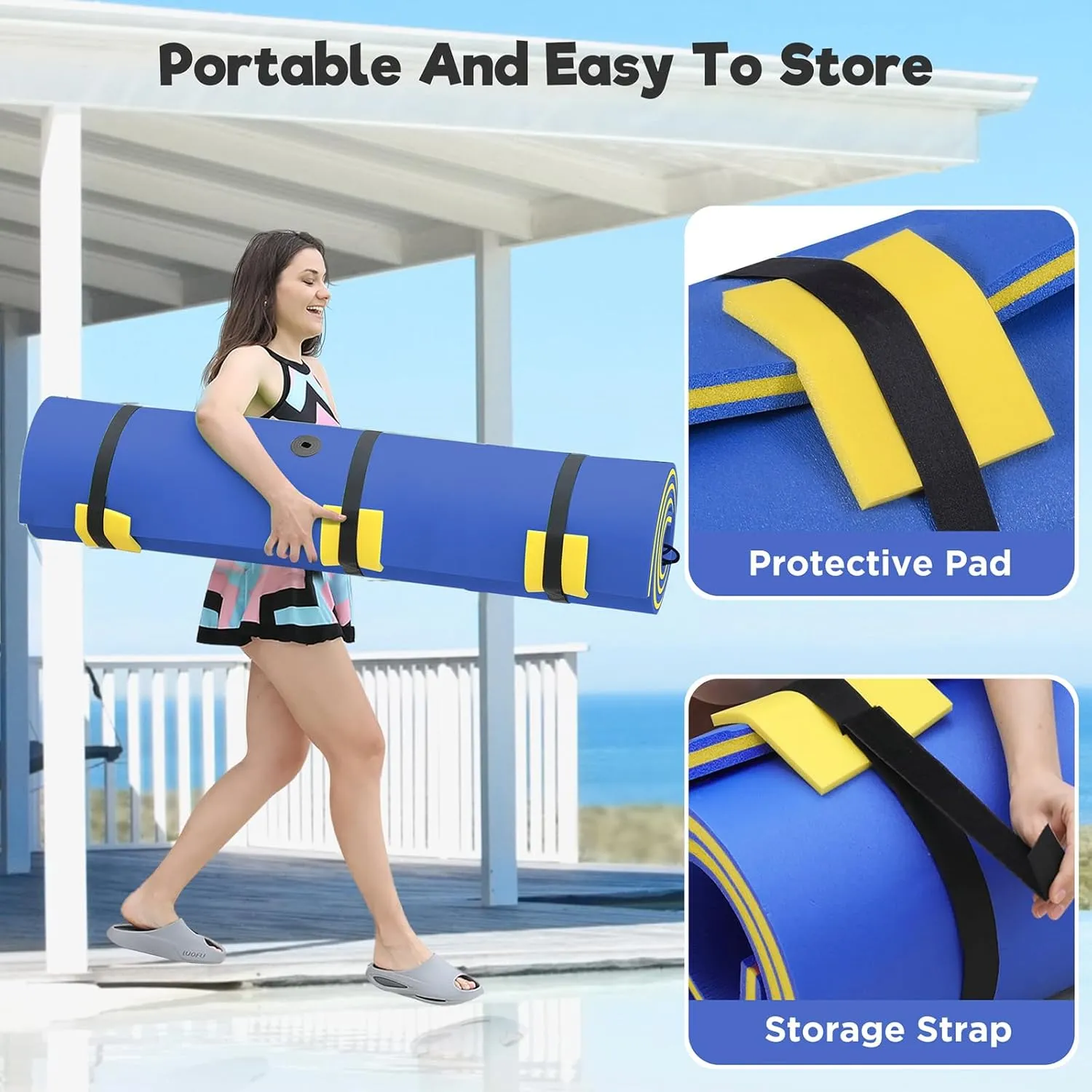 Lily Pad Floating Mat, 7'/8'/9'/13'/15.5' Floating Mat, 3-Layer Tear-Resistant XPE Foam Floating Water Mat for Water Recreation, Lake, Pool, River, Ocean, Boat, Suitable for Adults and Kids