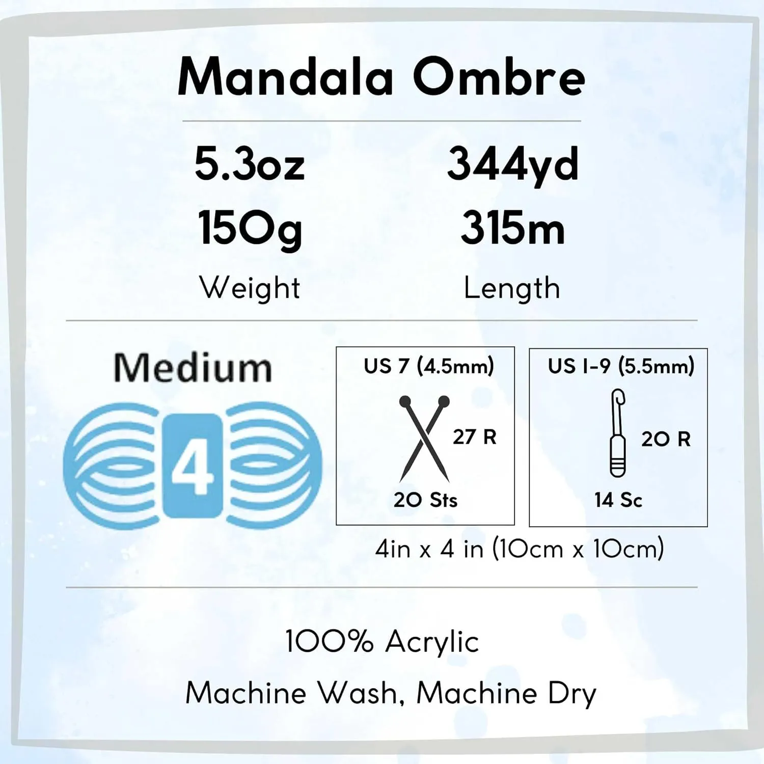 Lion Brand Mandala Ombre Harmony 551-204 (3-Skeins - Same Dye Lot) Worsted Medium #4 Acrylic Yarn for Crocheting and Knitting with Project Bag