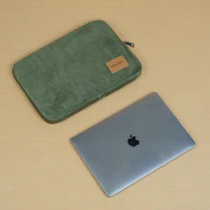 Lite Olive Corduroy Fabric Laptop Sleeve