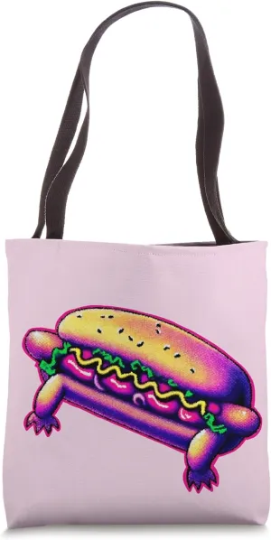 Lizardog Vaporwave Hot Dog Graphic Illustration Y2K Tote Bag