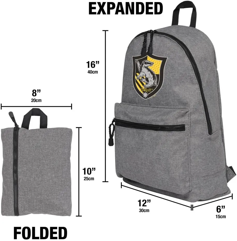 LOGOVISION Harry Potter Hufflepuff Plaid Sigil Lightweight Backpack for Work School Daily Use Packable for Travel