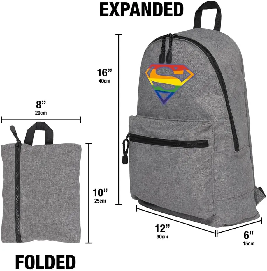 LOGOVISION Superman Rainbow Shield Logo Lightweight Backpack for Work School Daily Use Packable for Travel