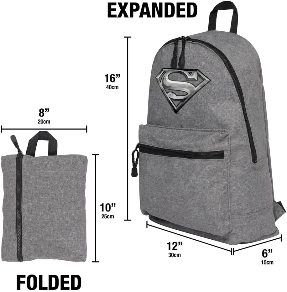 LOGOVISION Superman Steel Logo Lightweight Backpack for Work School Daily Use Packable for Travel