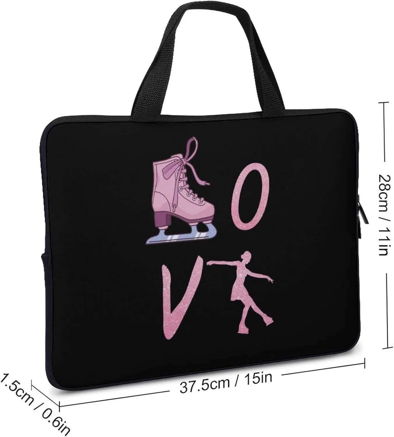 Love Skate Figure Skating Laptop Bag Laptop Case Computer Messenger Bag with Adjustable Shoulder Strap