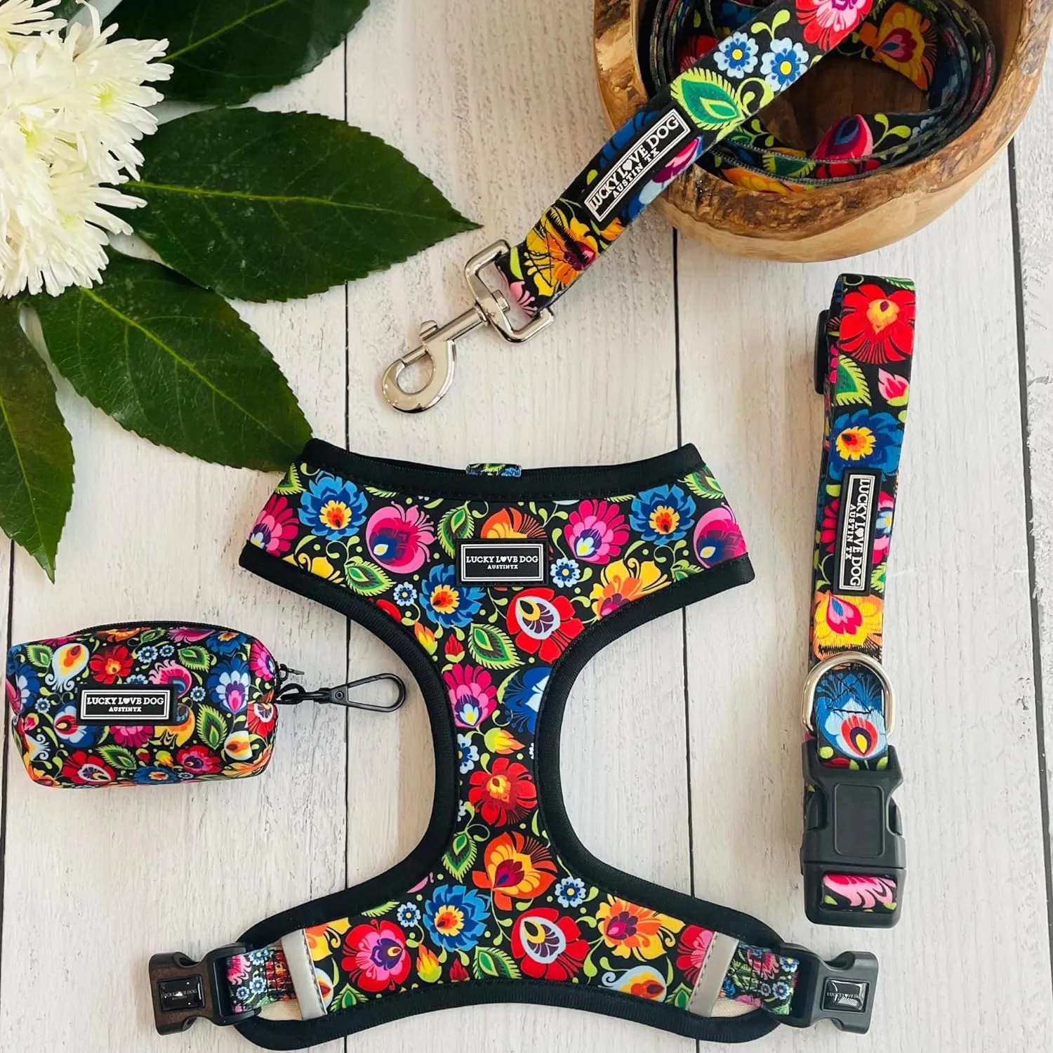 Lucky Love Dog Leash, Beautiful Vivid Patterns, Durable & Long Lasting (Blackbird, Small)