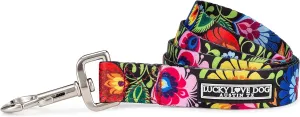 Lucky Love Dog Leash, Beautiful Vivid Patterns, Durable & Long Lasting (Blackbird, Small)