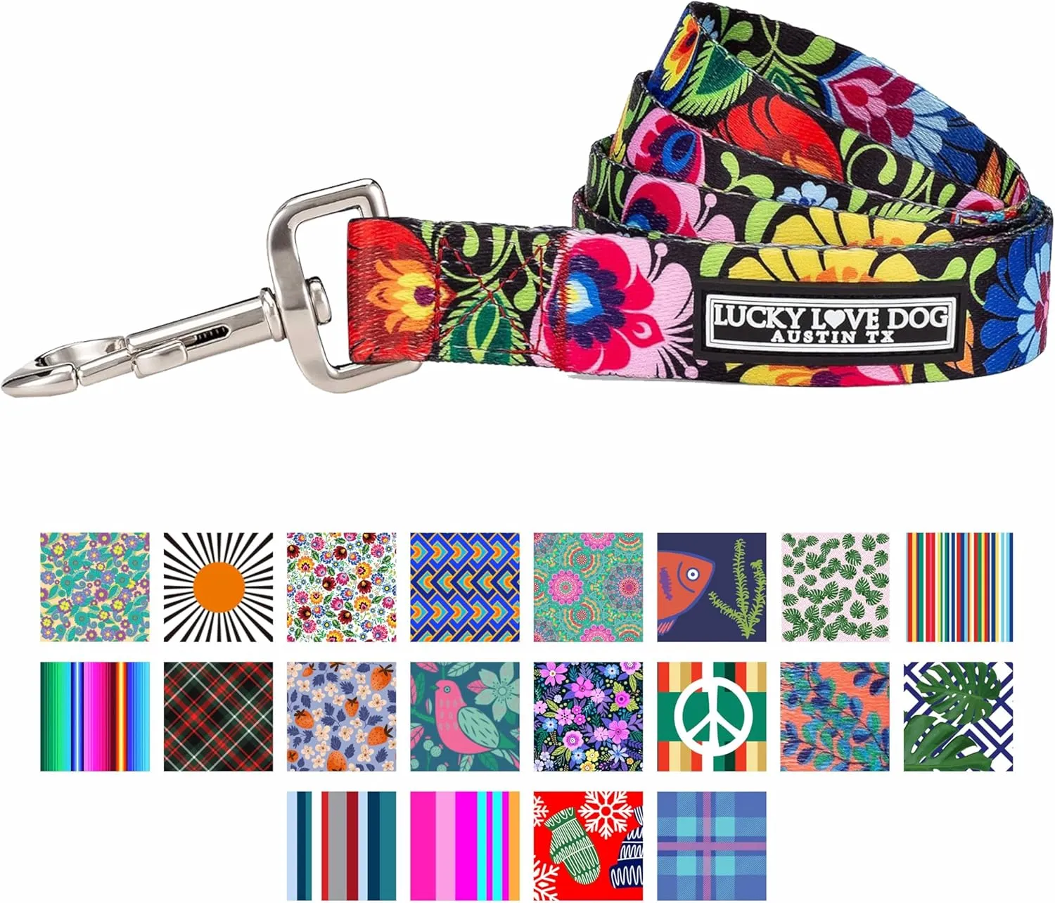 Lucky Love Dog Leash, Beautiful Vivid Patterns, Durable & Long Lasting (Blackbird, Small)