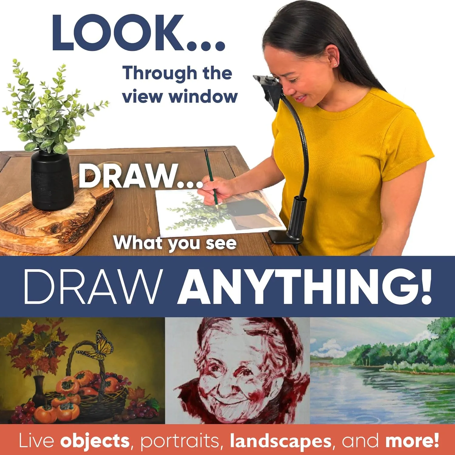 LUCY Mini Drawing Tool with Photo Enlarger & Bag by Draw LUCY | Camera Lucida Photo Enlarging Accessory for Painting | LUCY Drawing Projector for Artists | Artistic Aid - Drawing Tool for Artists