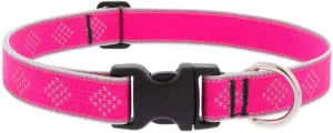 Lupine Reflective Dog Collar 1" Wide Pink Diamond Adjusts from 12" to 20"