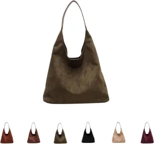 Luxury Suede Tote Bag for Women - Spacious Work & Travel Purse with Magnetic Closure