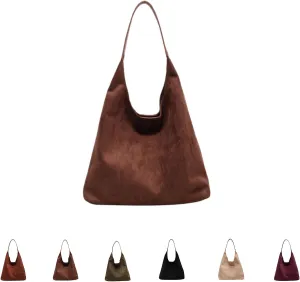 Luxury Suede Tote Bag for Women - Spacious Work & Travel Purse with Magnetic Closure
