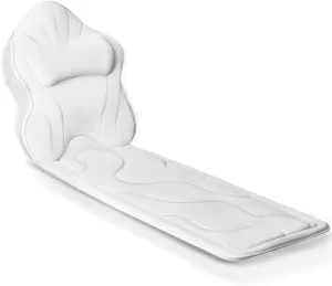 Luxury Thick Full Body Bath Pillows Mat & Cushion for Bathtub Headrest Neck Shoulder Support Comfort Relaxation Spa Accessories Perfect for a Spa Soak in Bathtub (White)