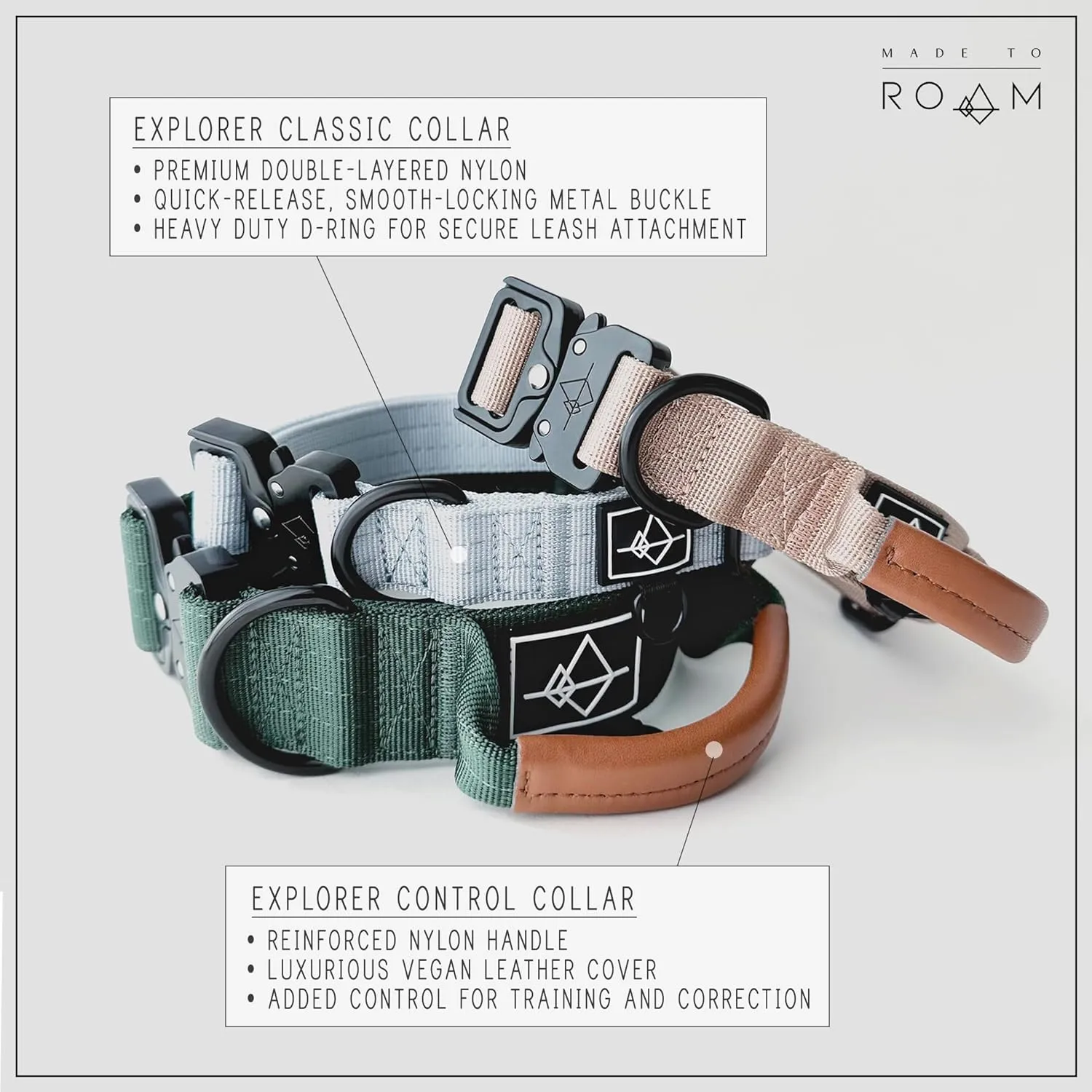 Made to ROAM Premium Dog Collar - Adjustable Heavy Duty Nylon Collar with Quick-Release Metal Buckle (Oregon Haze, Classic Size 0)