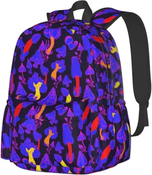 Magic Mushrooms Laptop Commuter Backpack Shoulder Bag Casual Back Pack Daypack Bags With Side Pockets For Work Travel Daily Use