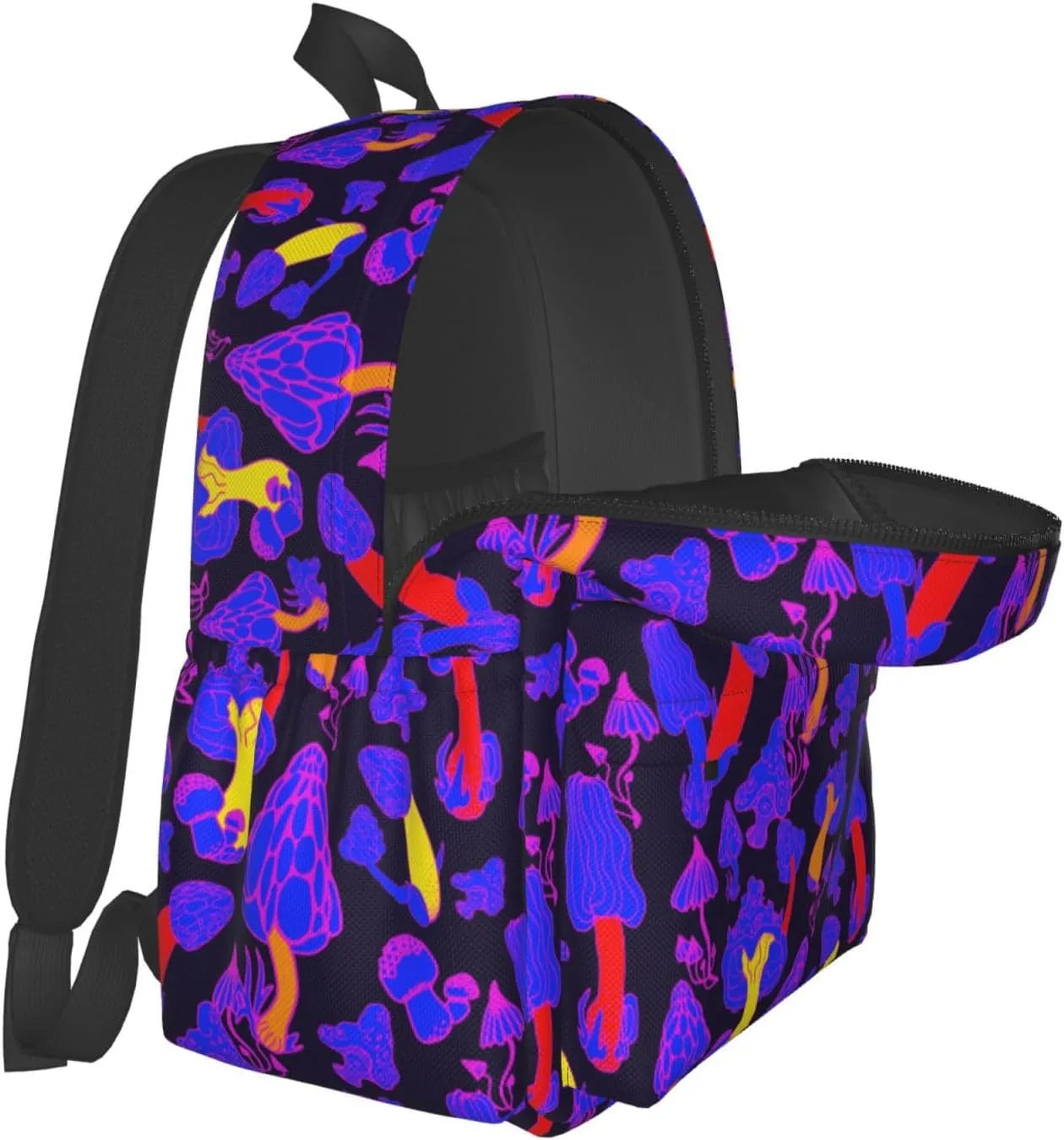 Magic Mushrooms Laptop Commuter Backpack Shoulder Bag Casual Back Pack Daypack Bags With Side Pockets For Work Travel Daily Use