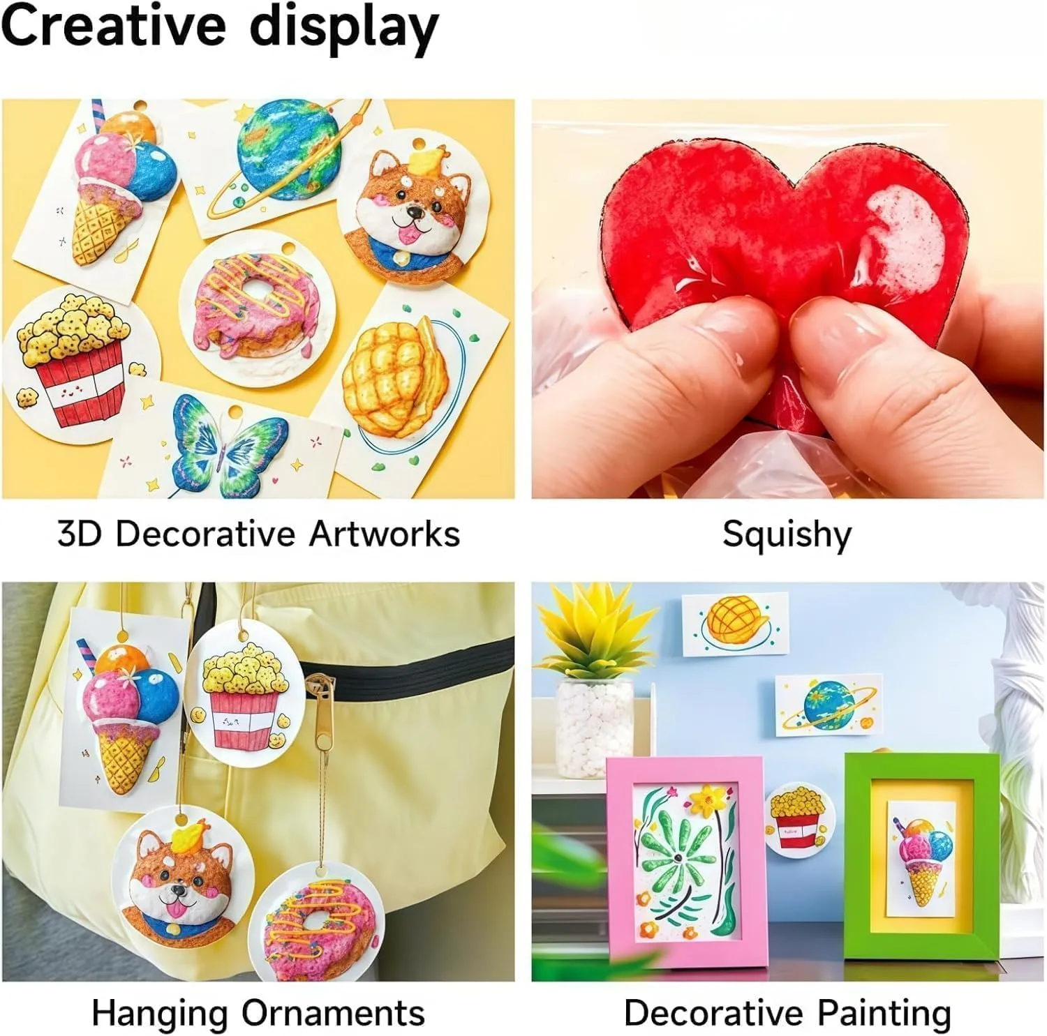 Magic Puffy Paint Art Kit, 3D Foam Texture Drawing Set with 10 Puffy Canvas Sheets, 12 Bright Markers, DIY Bubble Drawing Pens, Complete Puffy Painting Craft Kit for Kids & Creative Gifts (10PCS A)