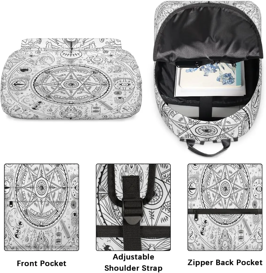 Magical Formation Print Backpack for Women Men Lightweight Laptop Backpack Carry on Backpacks Casual Shoulder Bag with Adjustable Shoulder Strap for Travel Gym Work