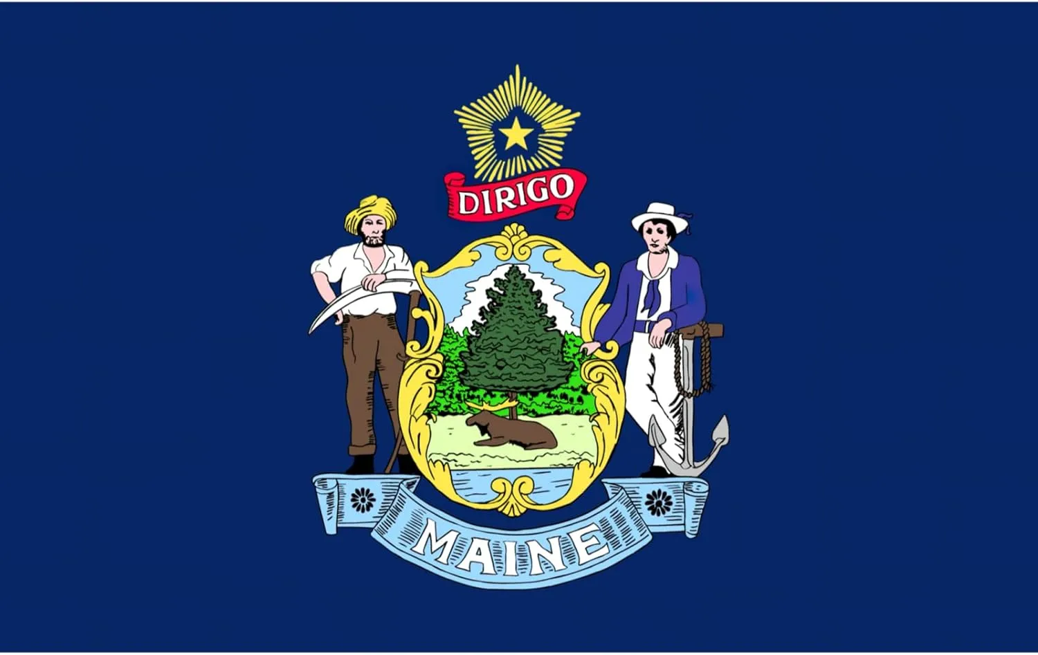 Maine State Flag Print Canvas Backpack,For Laptops Up To 17in,Stylish And Lightweight With Adjustable Straps