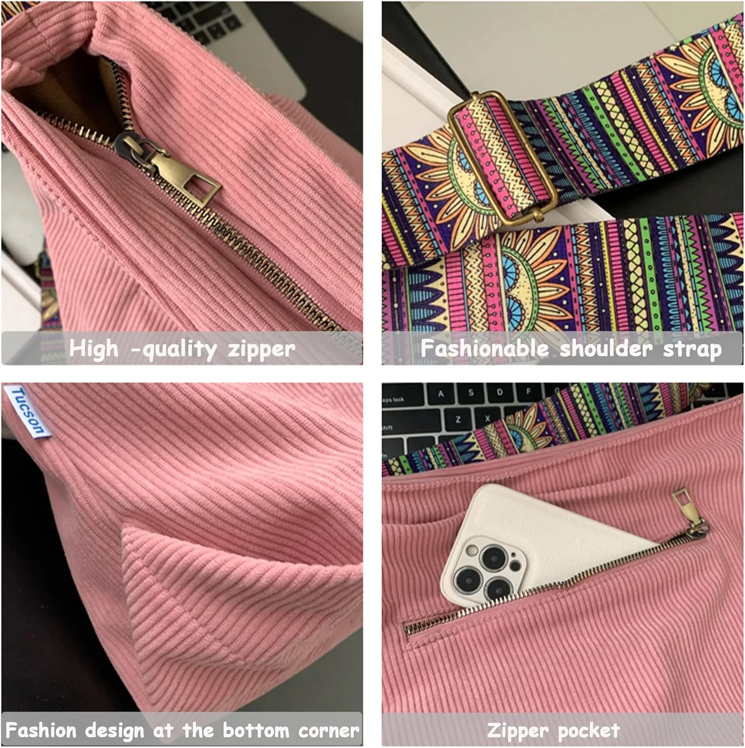 Makukke Tote Bag Women Large Crossbody Bag Stylish Handbag for Women Corduroy Hobo Bag Fashion shoulder Bag Purse