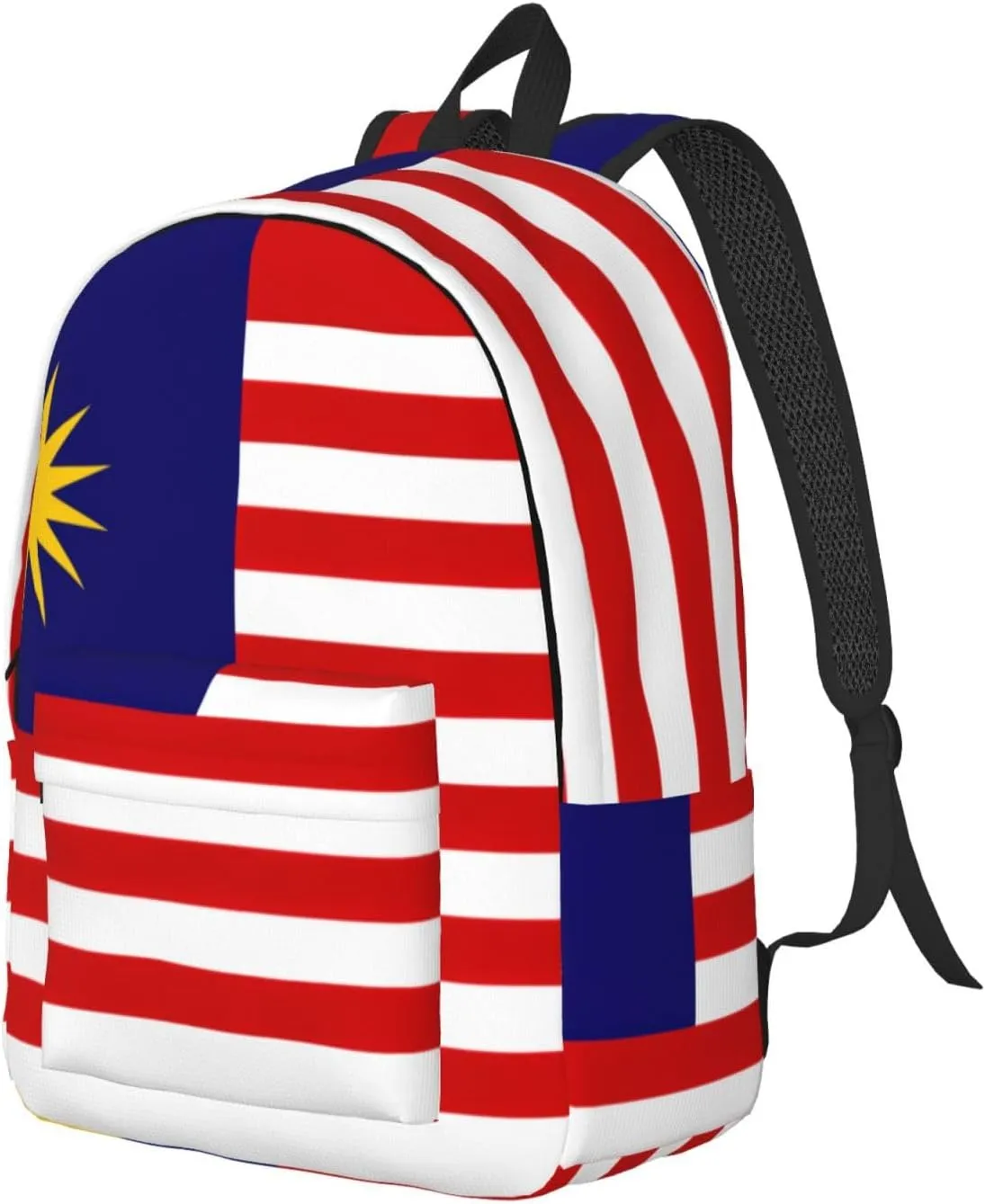 Malaysia Flag Print Laptop Backpack For Women Travel Canvas Bookbag For Men Outdoor Fashion Casual Daypack, Medium, SB-122