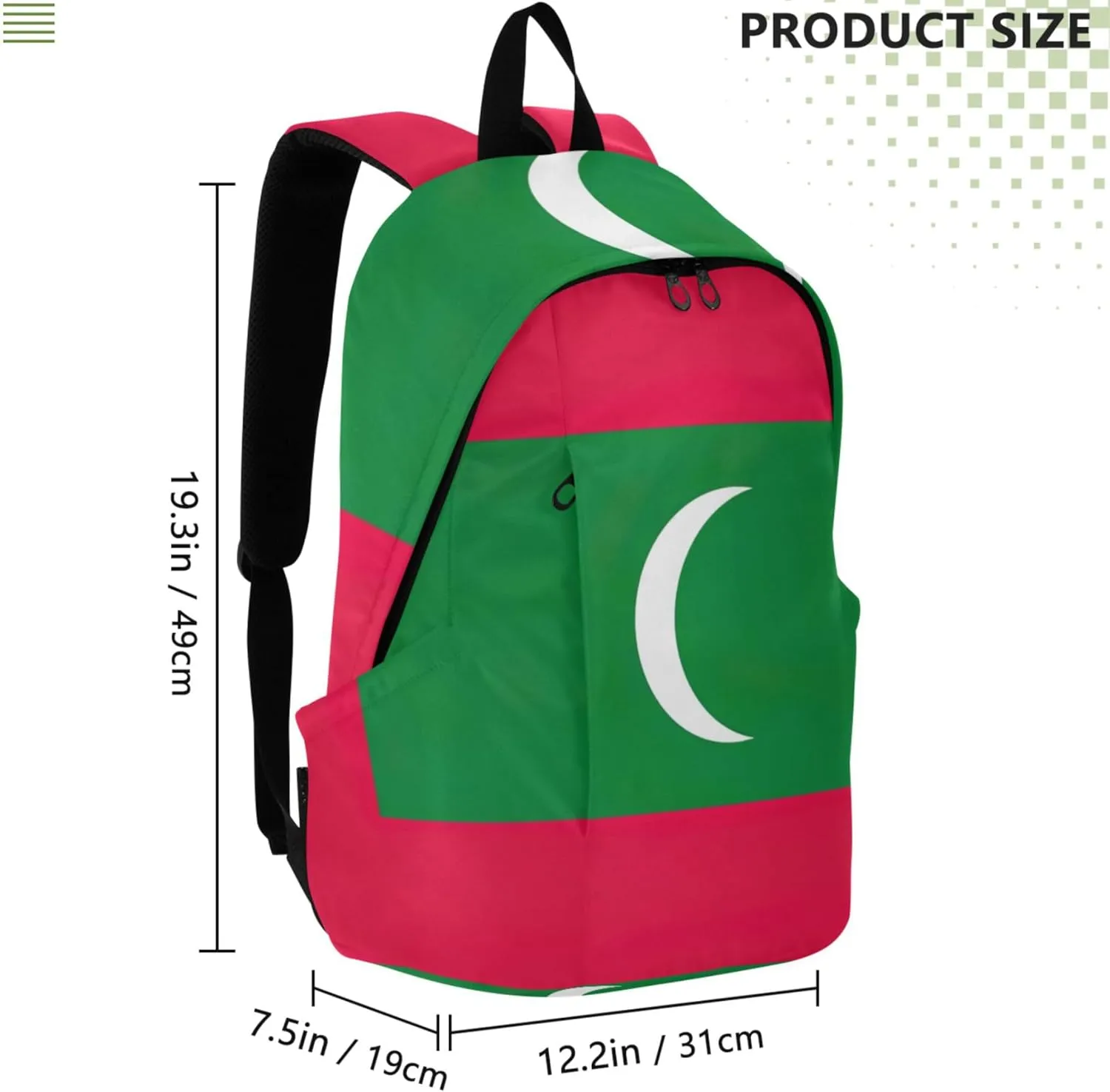 Maldives Flag Casual Backpacks for Women Cute Cool Bookbag Backpack for School