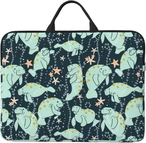 Manatee Animals Calf print Durable Travel Laptop Bag HandBag Shockproof Carrying Bag Briefcase for 14inch Laptop Notebook