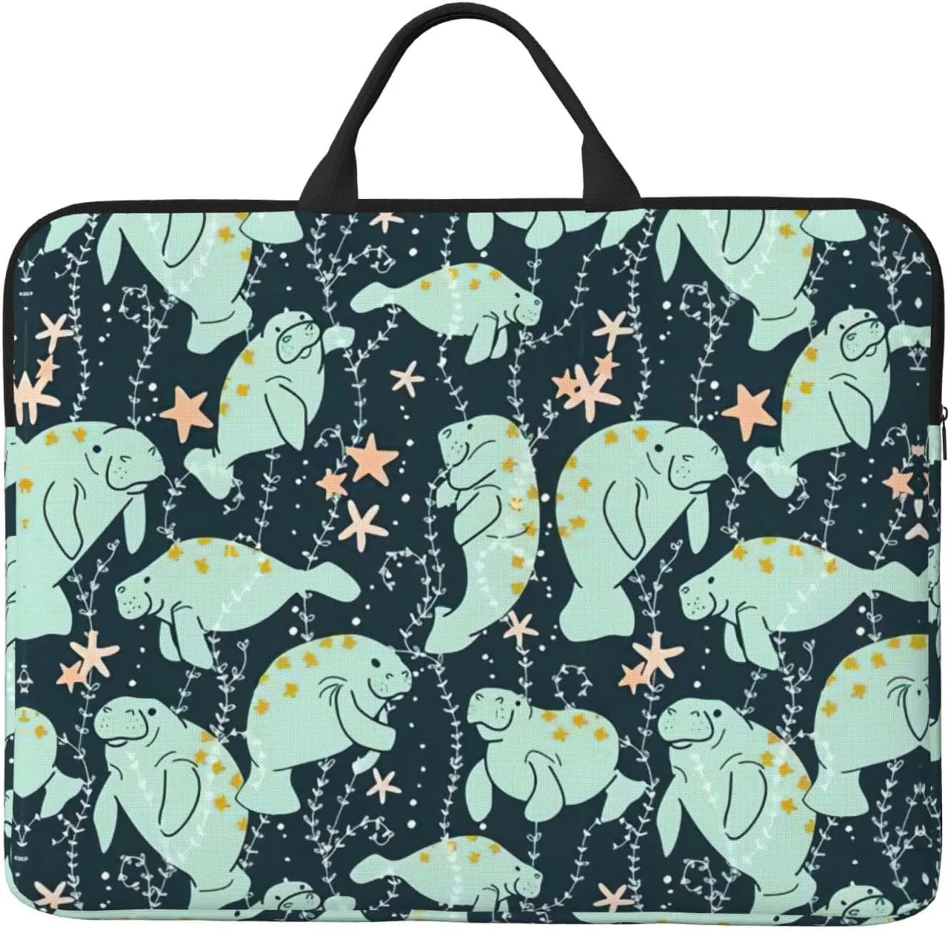 Manatee Animals Calf print Durable Travel Laptop Bag HandBag Shockproof Carrying Bag Briefcase for 14inch Laptop Notebook