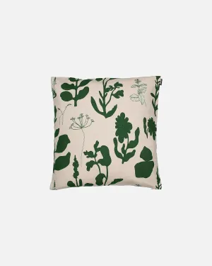 MARIMEKKO Pieni Elokuun Varjot Cotton Pillow Cover (Canvas and Green) – Refine Your Home Décor with Our Square Cushion Cover W/Side Zip Closure — Modern Pillow Covers 20x20 inches