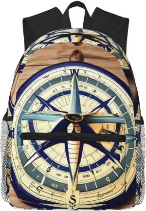Maritime Sailboat Compass print Lightweight and comfortable backpack Casual Laptop Backpack for Travel Hiking