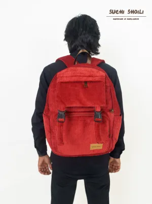 Maroon Corduroy Fabric Metro Backpack