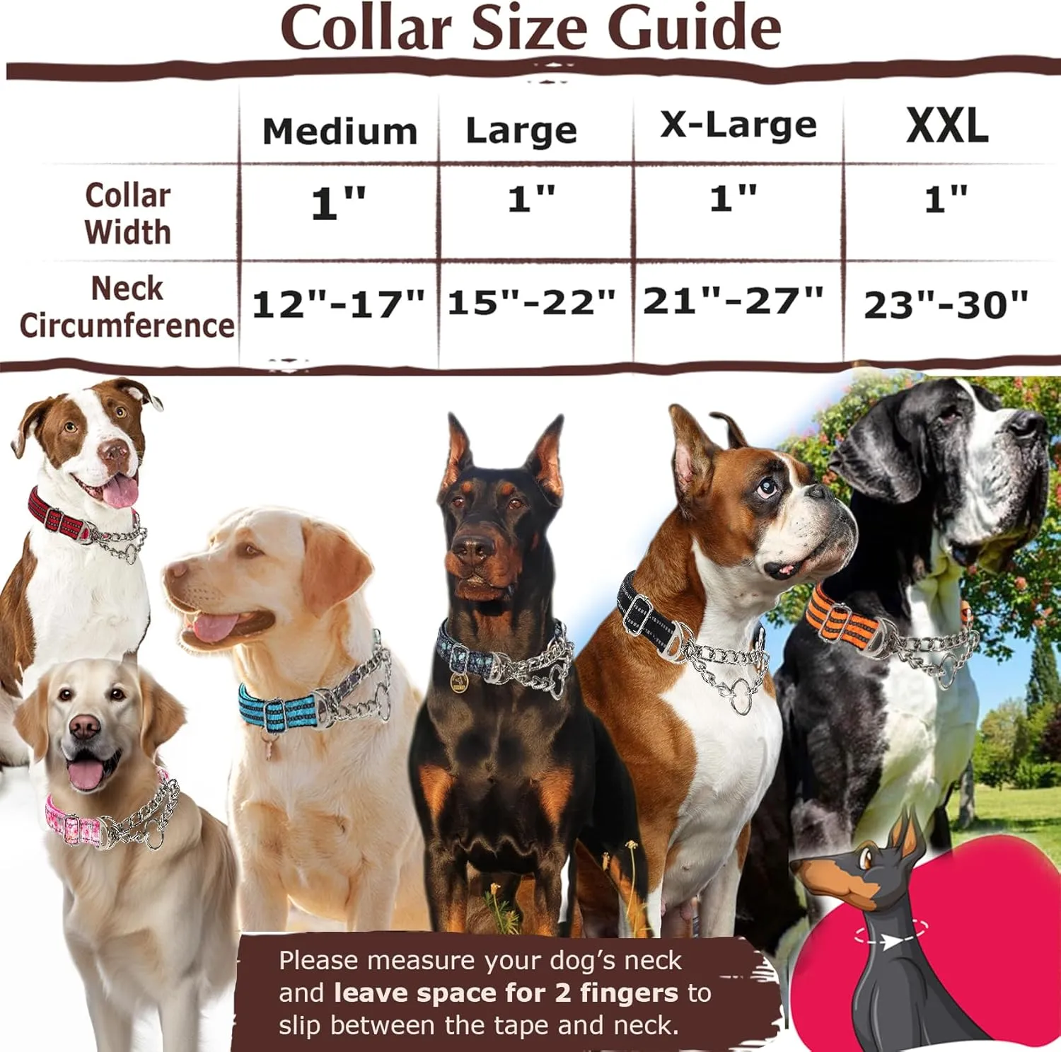 Martingale Dog Collar with Steel Chain, Adjustable Reflective Nylon & Soft Padded - for Medium, Large, XL, XXL Dogs for Training,Walking Pet Collar (Purple Flowers M)