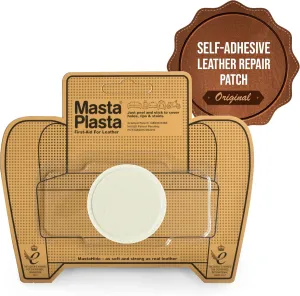 MastaPlasta Instant Self-Adhesive Premium Leather Repair Patch. Color: Ivory Leather 2-INCH Diameter Circle (5cm). Upholstery Quality Adhesive Patch for Sofas, Car Interiors, Bags & More