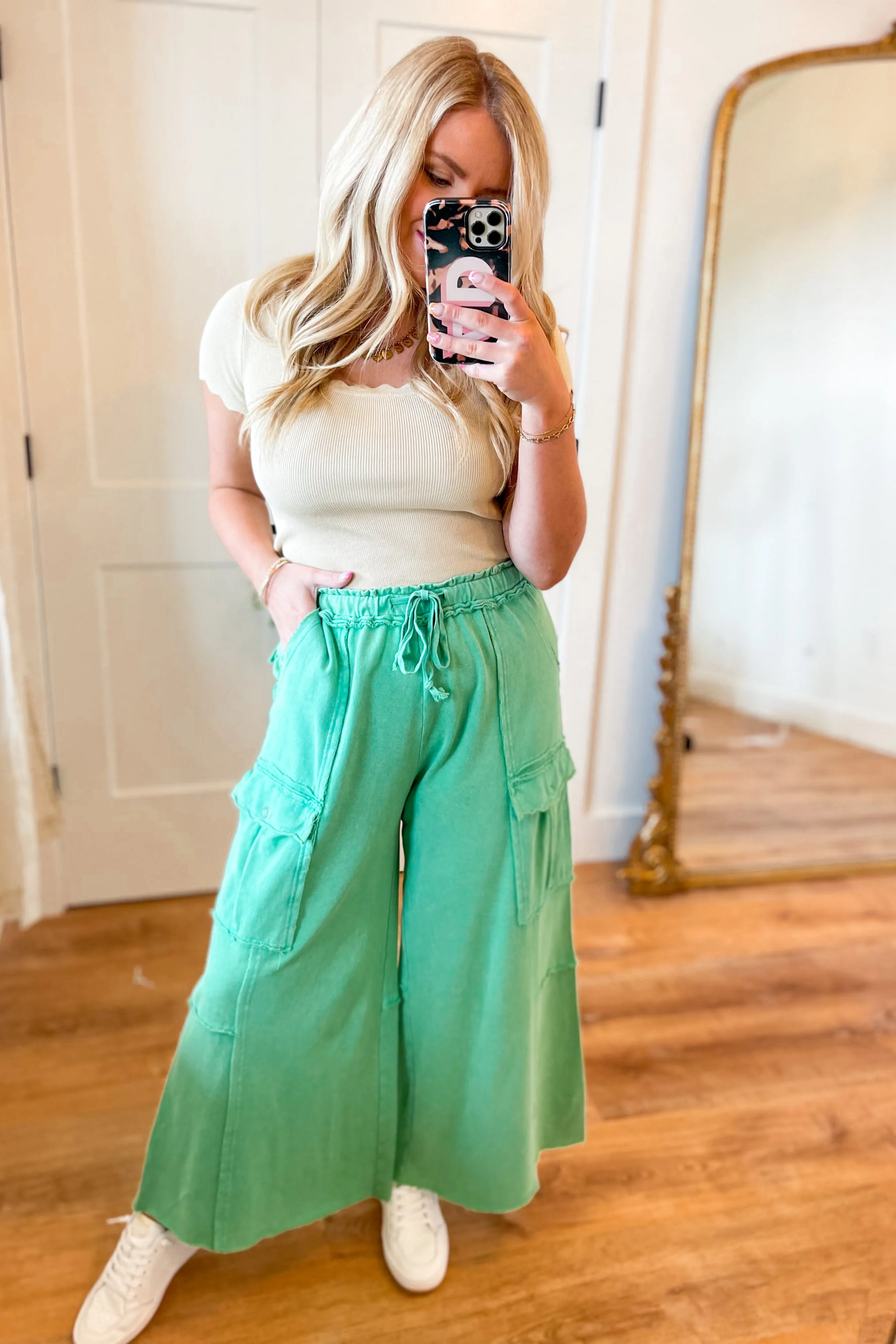 Mateo Mineral Washed Wide Leg Cargo Pants [S-3X]