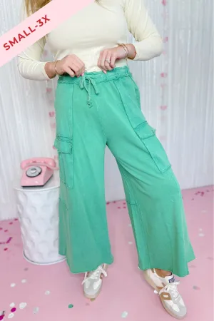 Mateo Mineral Washed Wide Leg Cargo Pants [S-3X]