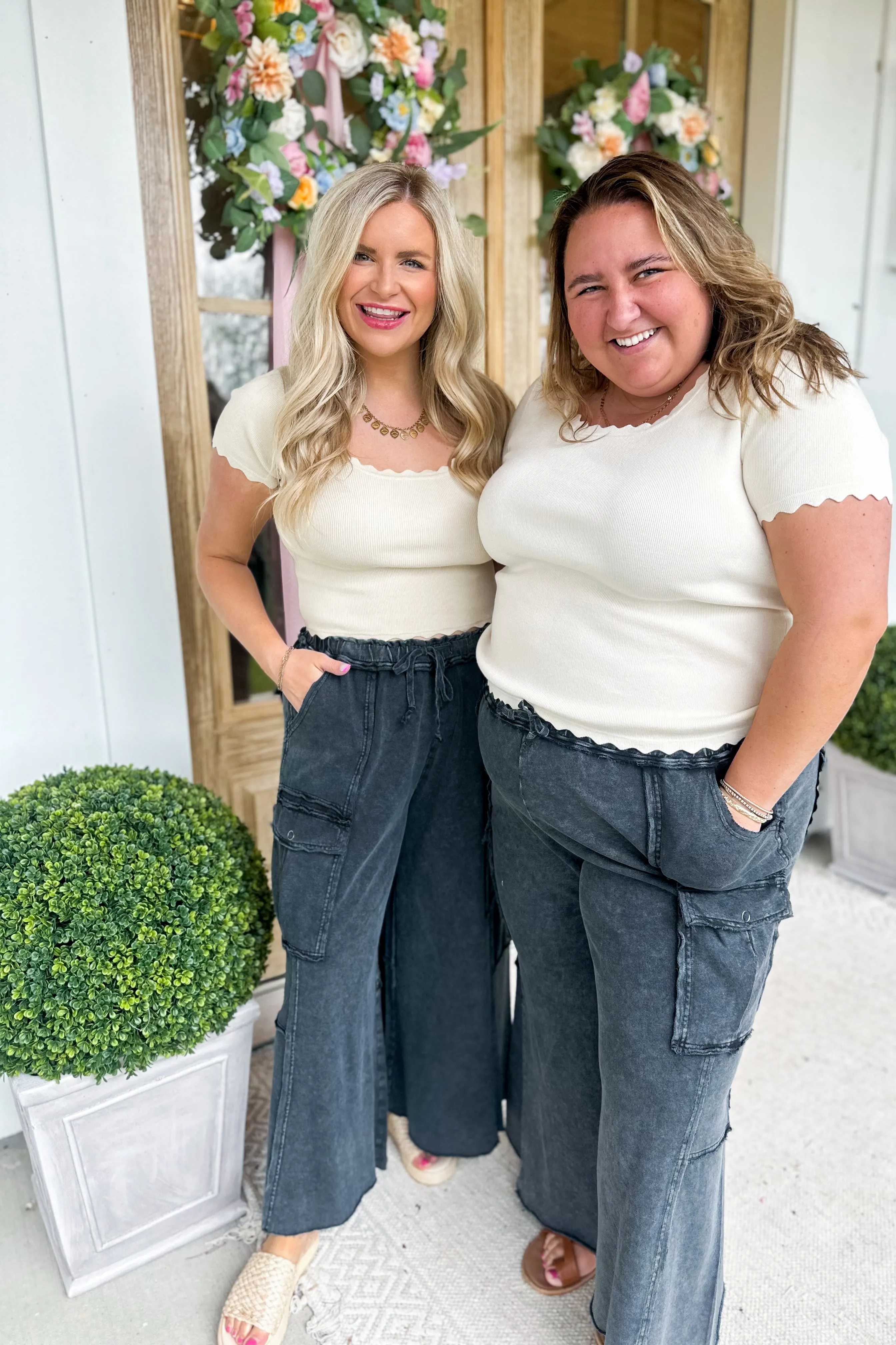 Mateo Mineral Washed Wide Leg Cargo Pants [S-3X]